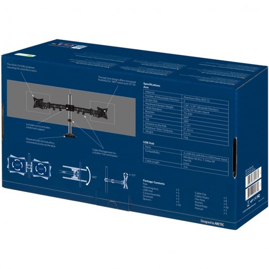Suport Arctic Suport pentru doua monitoare Z2 Pro (Gen 3) ARCTC_Z2PROGEN3BK