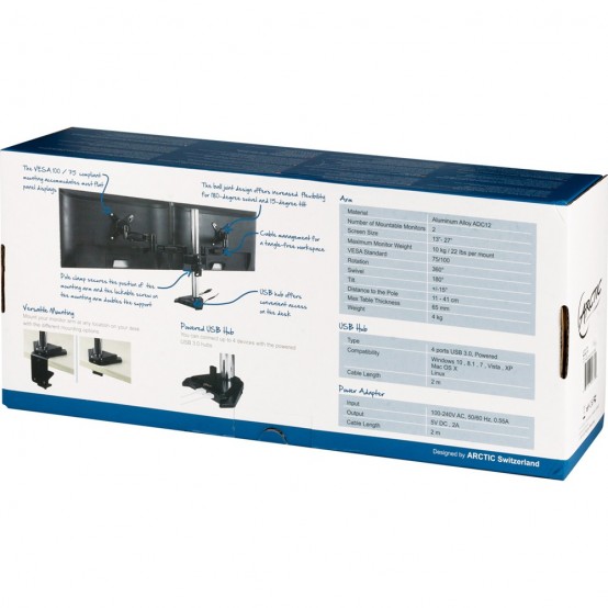 Suport Arctic Brat dual monitor Z2 Pro ARCTC_Z2PRO