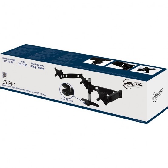 Suport Arctic Suport cu hub USB pentru 3 monitoare Z3 Pro black ARCTC_Z3PROBK