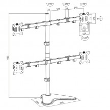 Suport LogiLink Quad monitor stand, 13–32", steel, arm length: each 460 mm BP0046