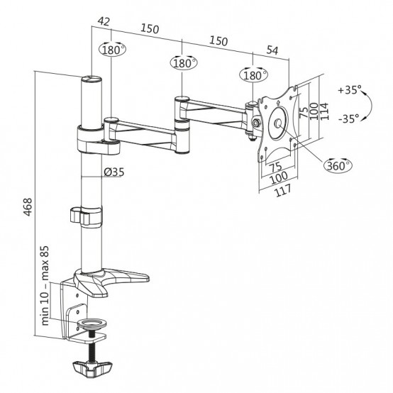 Suport LogiLink Monitor mount, 13–27", aluminum, arm length: 396 mm BP0076