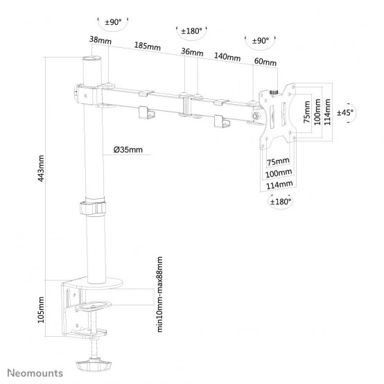 Suport Neomounts TV Desk Clamp Full Mot 10"-32" FPMA-D550BLACK