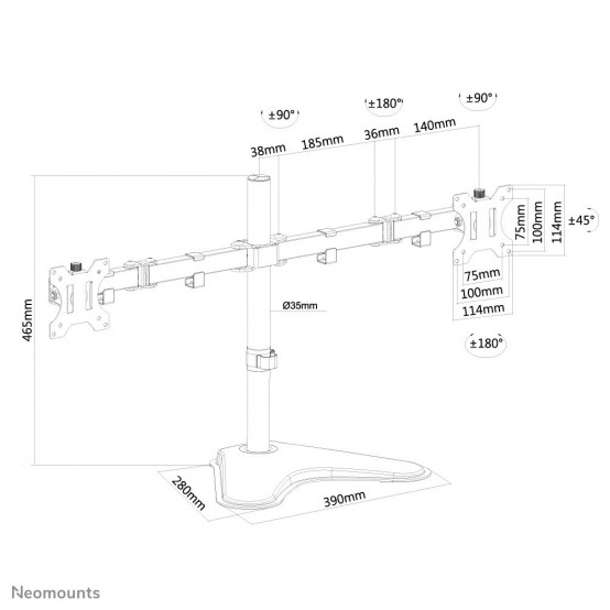 Suport Neomounts TV Desk Clamp FullM x2 10"-32" FPMA-D550DDBLACK