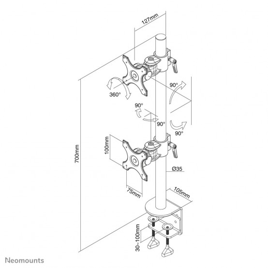 Suport Neomounts TV Desk Clamp FullM x2 10"-27" FPMA-D700DV