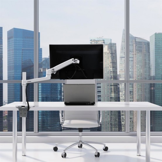 Suport Ergotron LX Desk Mount Monitor Arm, Tall Pole (white) 45-537-216