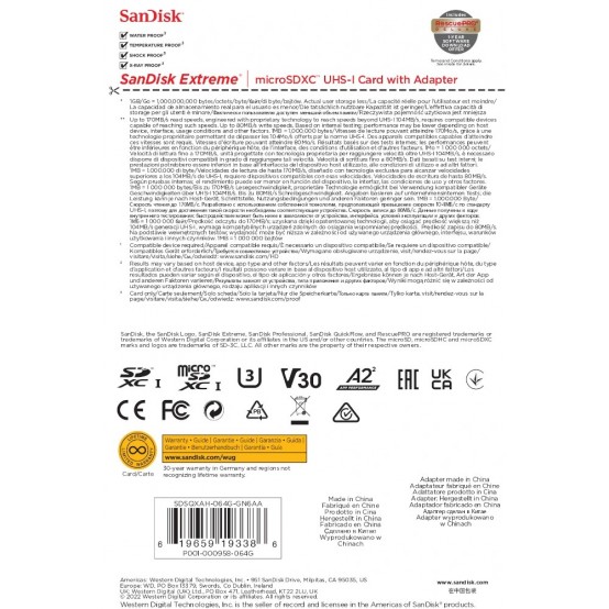 Card memorie SanDisk Extreme SDSQXAH-064G-GN6AA