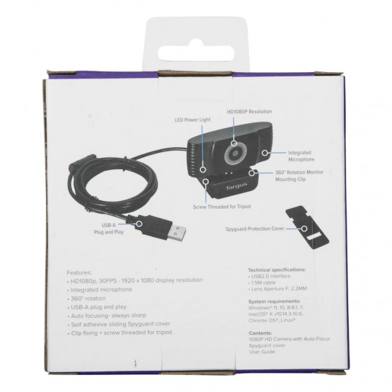 Camera web Targus Full HD 1080p Webcam with Auto Focus AVC042GL