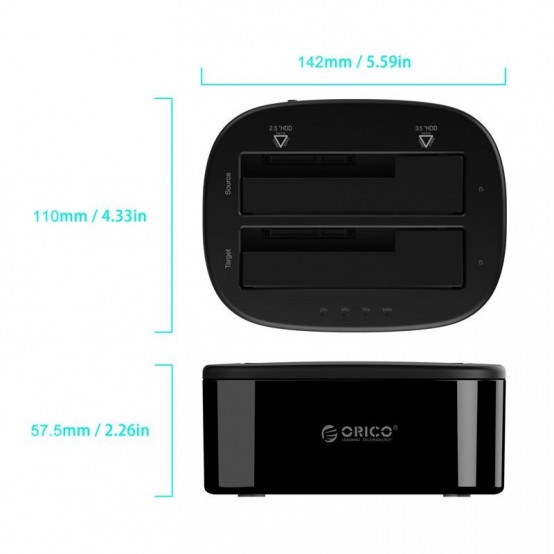 Docking Station Orico 6228US3-C 6228US3-C-BK