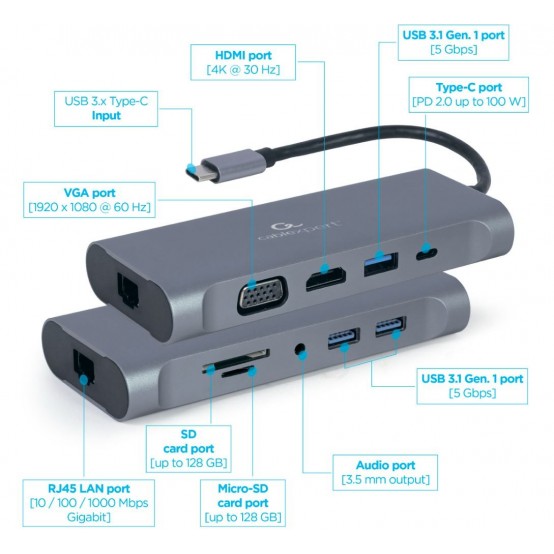 Docking Station Gembird  A-CM-COMBO7-01