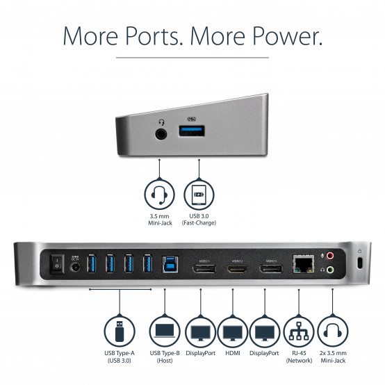 Docking Station StarTech.com Triple Monitor USB 3.0 USB3DOCKH2DP