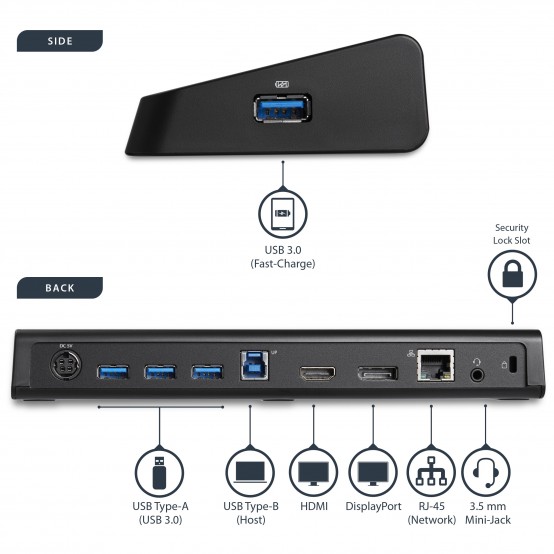 Docking Station StarTech.com USB 3.0 Dual HDMI/4K DP USB3DOCKHDPC