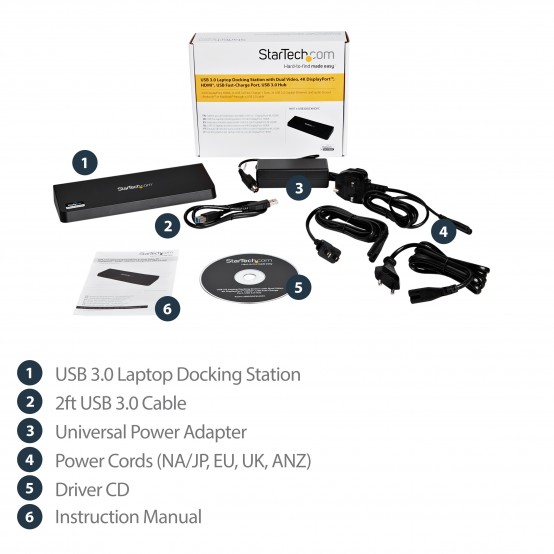 Docking Station StarTech.com USB 3.0 Dual HDMI/4K DP USB3DOCKHDPC