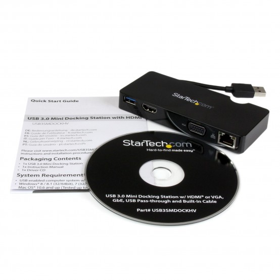 Docking Station StarTech.com Travel for Laptops - HDMI or VGA - USB 3.0 USB3SMDOCKHV