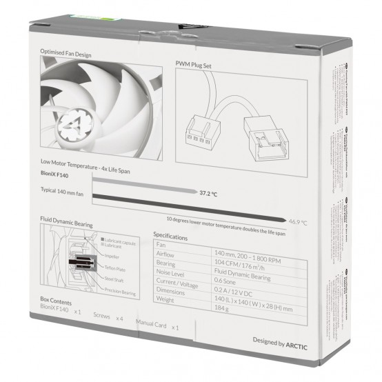 Ventilator Arctic BioniX F140 (Grey/White) ACFAN00162A