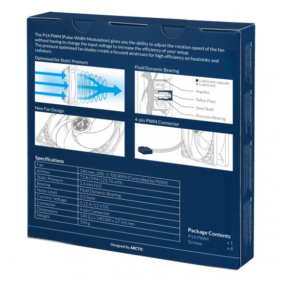 Ventilator Arctic P14 PWM, Alb/Transparent ACFAN00223A