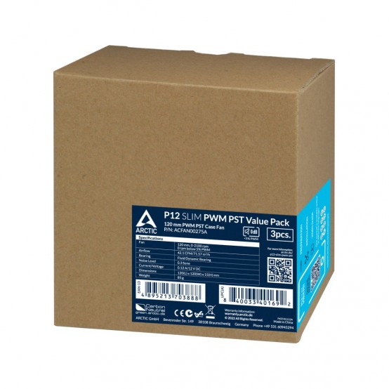 Ventilator Arctic P12 SLIM PWM PST, pachet 3 ventilatoare ACFAN00275A