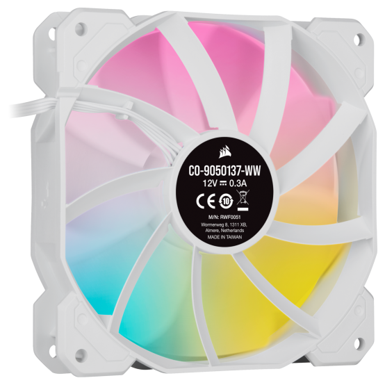 Ventilator Corsair SP120 RGB ELITE Performance 3x120mm White PWM Triple Fan Kit with iCUE Lighting Node CO-9050137-WW