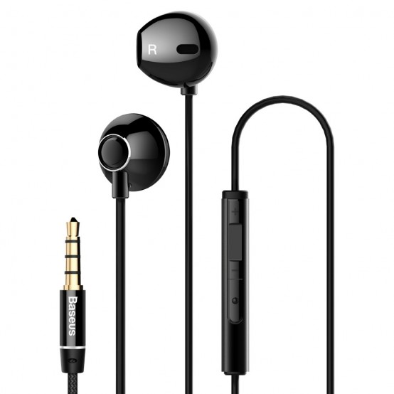 Casca Baseus Stereo Earphones Encok H06 (NGH06-01) - with Wire, 3.5mm Jack with Microphone, 1.2m - Black 6953156273900