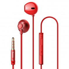 Casca Baseus Stereo Earphones Encok H06 (NGH06-09) - with Wire, 3.5mm Jack, Microphone, 1.2m - Red 6953156273917