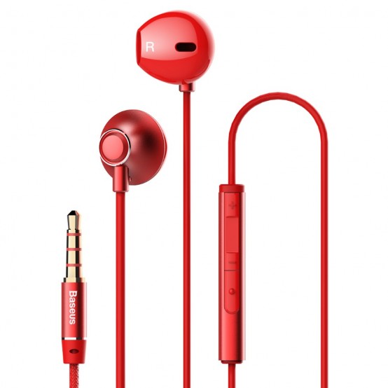 Casca Baseus Stereo Earphones Encok H06 (NGH06-09) - with Wire, 3.5mm Jack, Microphone, 1.2m - Red 6953156273917