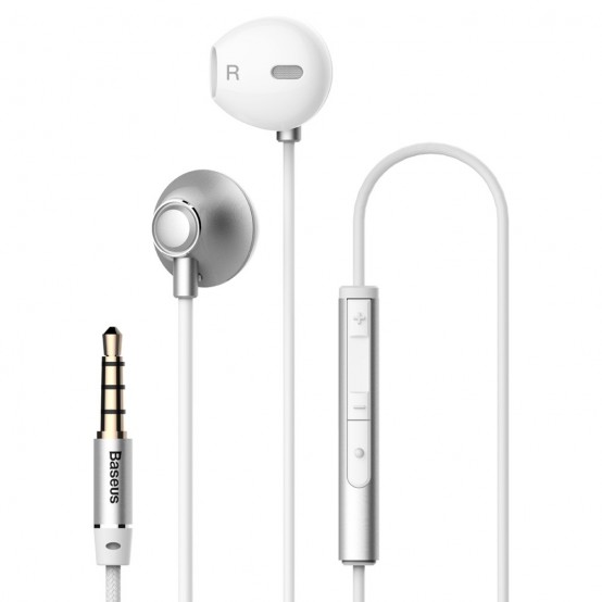 Casca Baseus Stereo Earphones Encok H06 (NGH06-0S) - with Wire, 3.5mm Jack, Microphone, 1.2m - Silver 6953156273924