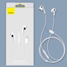 Casca Baseus Stereo Earphones Encok C17 (NGCR010002) - with Wire, Type-C, Microphone, 1.1m - White 6932172604264