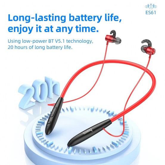 Casca Hoco Bluetooth Earphones (ES61) - for Sport, Magnetic Claps, Support BT, TF card - Black 6931474760777