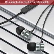 Casca Yesido Stereo Earphones (YH32) - Jack 3.5mm with Microphone, 1.2m - Black 6971050262646