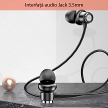 Casca Yesido Stereo Earphones (YH31) - Jack 3.5mm with Microphone, 1.2m - Black 6971050262639