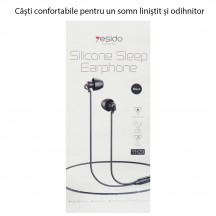 Casca Yesido Stereo Earphones (YH29) - Jack 3.5mm with Microphone, 1.2m - Black 6971050262615