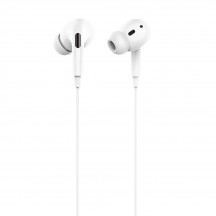 Casca Hoco Stereo Earphones (M1 Pro) - Lightning with Microphone, 1.2m - White 6931474728609