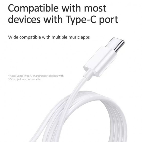 Casca USAMS Stereo Earphones EP-41 (US-SJ452) - In-ear, Type-C with Microphone, 1.2m - White 6958444912905