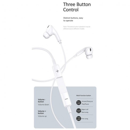 Casca USAMS Stereo Earphones EP-41 (US-SJ452) - In-ear, Type-C with Microphone, 1.2m - White 6958444912905