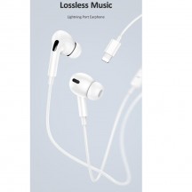 Casca USAMS Stereo Earphones EP-41 (US-SJ453)- In-ear, Lightning, with Microphone, 1.2m - White 6958444912912