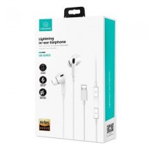 Casca USAMS Stereo Earphones EP-41 (US-SJ453)- In-ear, Lightning, with Microphone, 1.2m - White 6958444912912