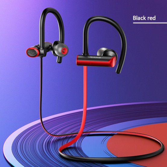 Casca USAMS Bluetooth Earphones S4 Sports (US-YD004) - with Bluetooth 5.0 - Black/Red 6958444903941