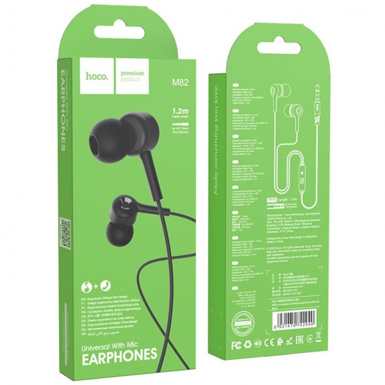 Casca Hoco Stereo Earphones La Musique (M82) - Jack 3.5mm, 1.2m - Black 6931474742940