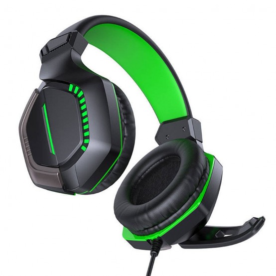 Casca JoyRoom JoyRoom - Wired Headphones (JR-HG1) - with Microphone, LED Light, Jack 3.5mm - Black / Green 6941237165015