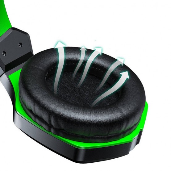 Casca JoyRoom JoyRoom - Wired Headphones (JR-HG1) - with Microphone, LED Light, Jack 3.5mm - Black / Green 6941237165015
