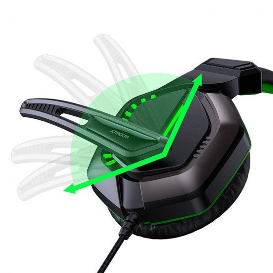 Casca JoyRoom JoyRoom - Wired Headphones (JR-HG1) - with Microphone, LED Light, Jack 3.5mm - Black / Green 6941237165015