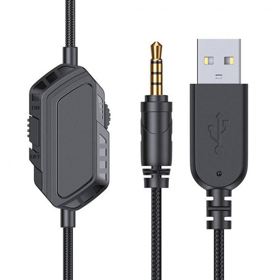 Casca JoyRoom JoyRoom - Wired Headphones (JR-HG1) - with Microphone, LED Light, Jack 3.5mm - Black / Green 6941237165015