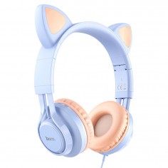 Casca Hoco Hoco - Wired Headphones Cat Ears (W36) - Jack 3.5mm, with Microphone - Dream Blue 6931474770417