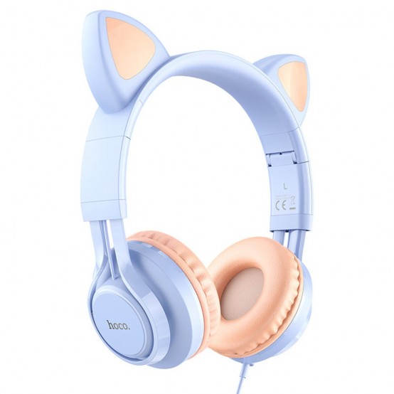 Casca Hoco Hoco - Wired Headphones Cat Ears (W36) - Jack 3.5mm, with Microphone - Dream Blue 6931474770417
