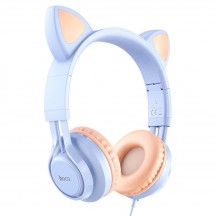 Casca Hoco Hoco - Wired Headphones Cat Ears (W36) - Jack 3.5mm, with Microphone - Dream Blue 6931474770417