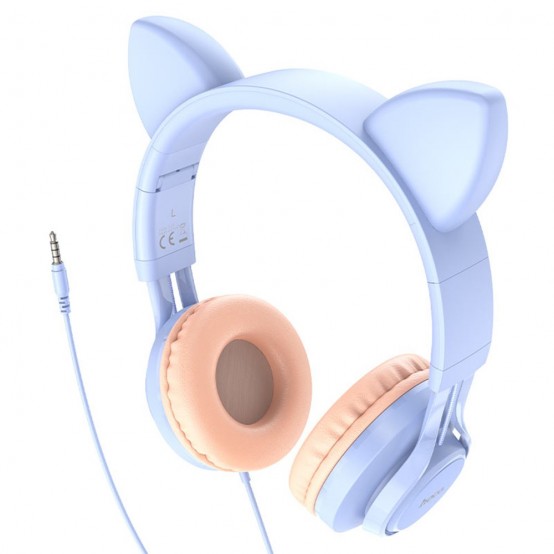 Casca Hoco Hoco - Wired Headphones Cat Ears (W36) - Jack 3.5mm, with Microphone - Dream Blue 6931474770417