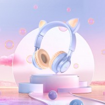 Casca Hoco Hoco - Wired Headphones Cat Ears (W36) - Jack 3.5mm, with Microphone - Dream Blue 6931474770417