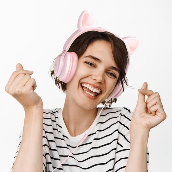 Casca Hoco Hoco - Wired Headphones Cat Ears (W36) - Jack 3.5mm, with Microphone - Dream Blue 6931474770417