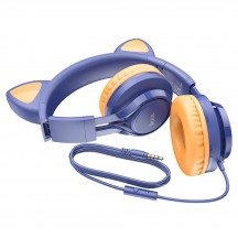 Casca Hoco Hoco - Wired Headphones Cat Ears (W36) - Jack 3.5mm, with Microphone - Midnight Blue 6931474770400