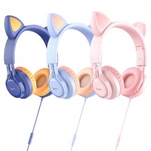 Casca Hoco Hoco - Wired Headphones Cat Ears (W36) - Jack 3.5mm, with Microphone - Midnight Blue 6931474770400
