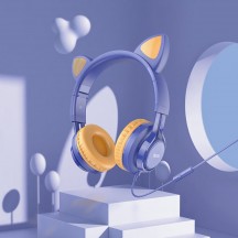 Casca Hoco Hoco - Wired Headphones Cat Ears (W36) - Jack 3.5mm, with Microphone - Midnight Blue 6931474770400